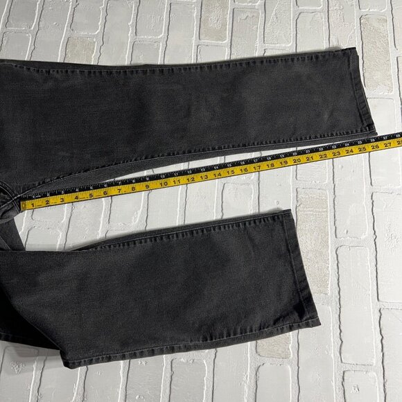 Levis 505 Straight Jeans Womens 33 Charcoal Black Gray High Rise Stretch Crop - Picture 4 of 13
